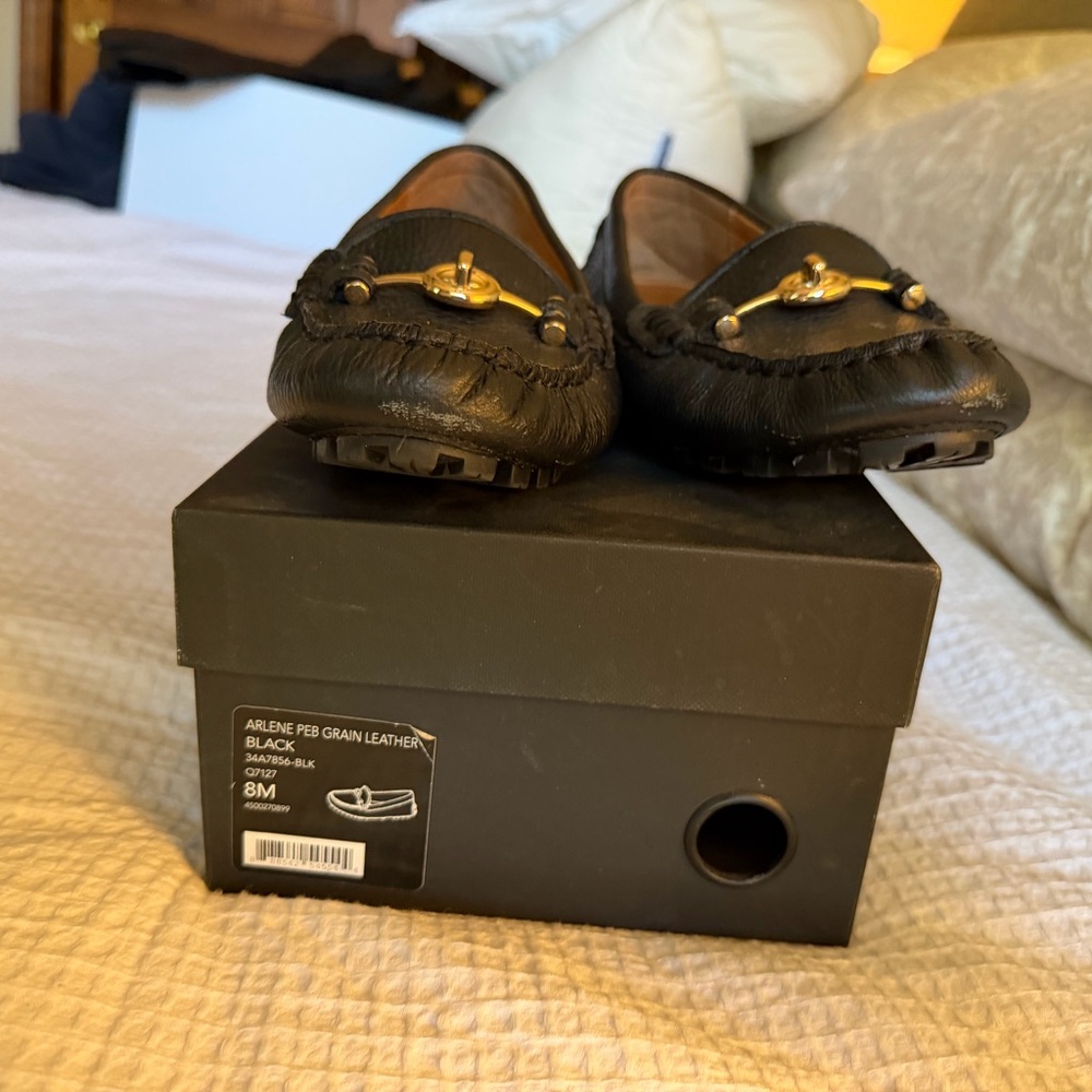 Coach ARLENE pebbled grain leather turnlock driving loafers size 8 color black